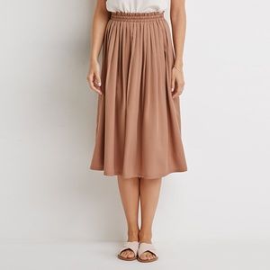 Forever 21 Brown Caramel Tan Pleated A-Line Skirt